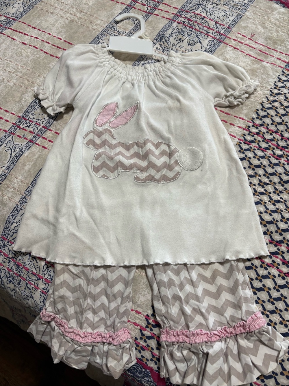 Have Cream and Pink Bunny Two-Piece Pajama Set